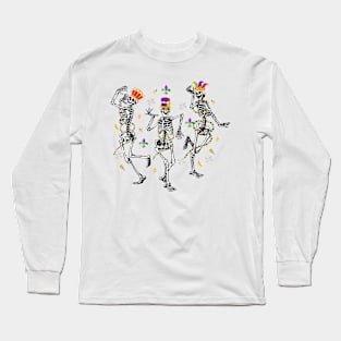 Mardi Gras Dancing Skeletons Long Sleeve T-Shirt